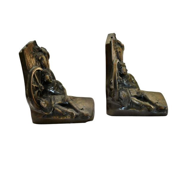 Mid Century Cast Metal Huckleberry Finn Bookends PMC 87 - Philadelphia Metal Co. - Picture 4 of 10